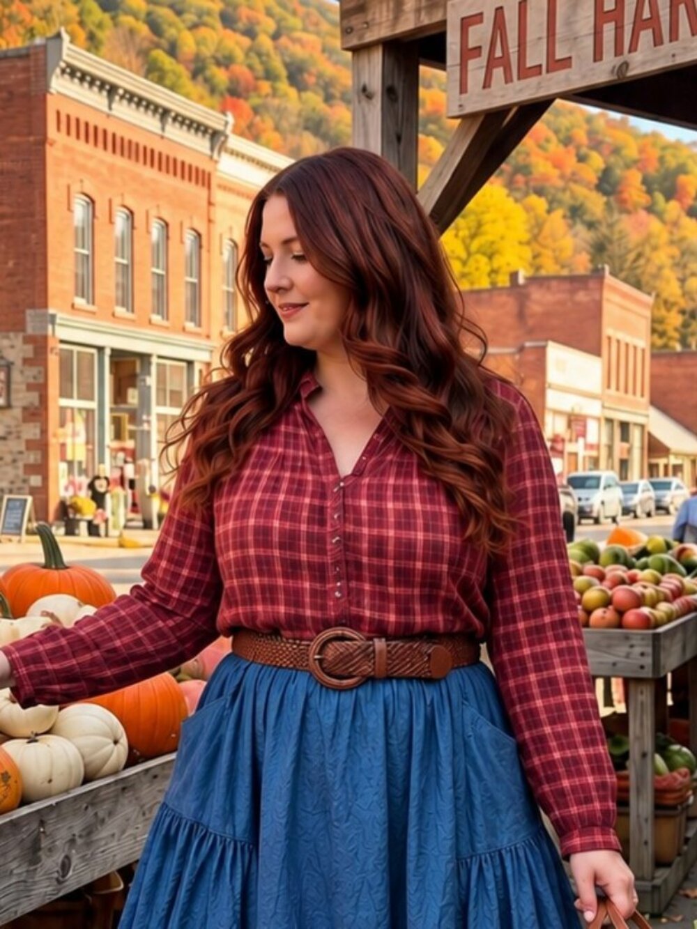Women's Plaid Button-Front Top